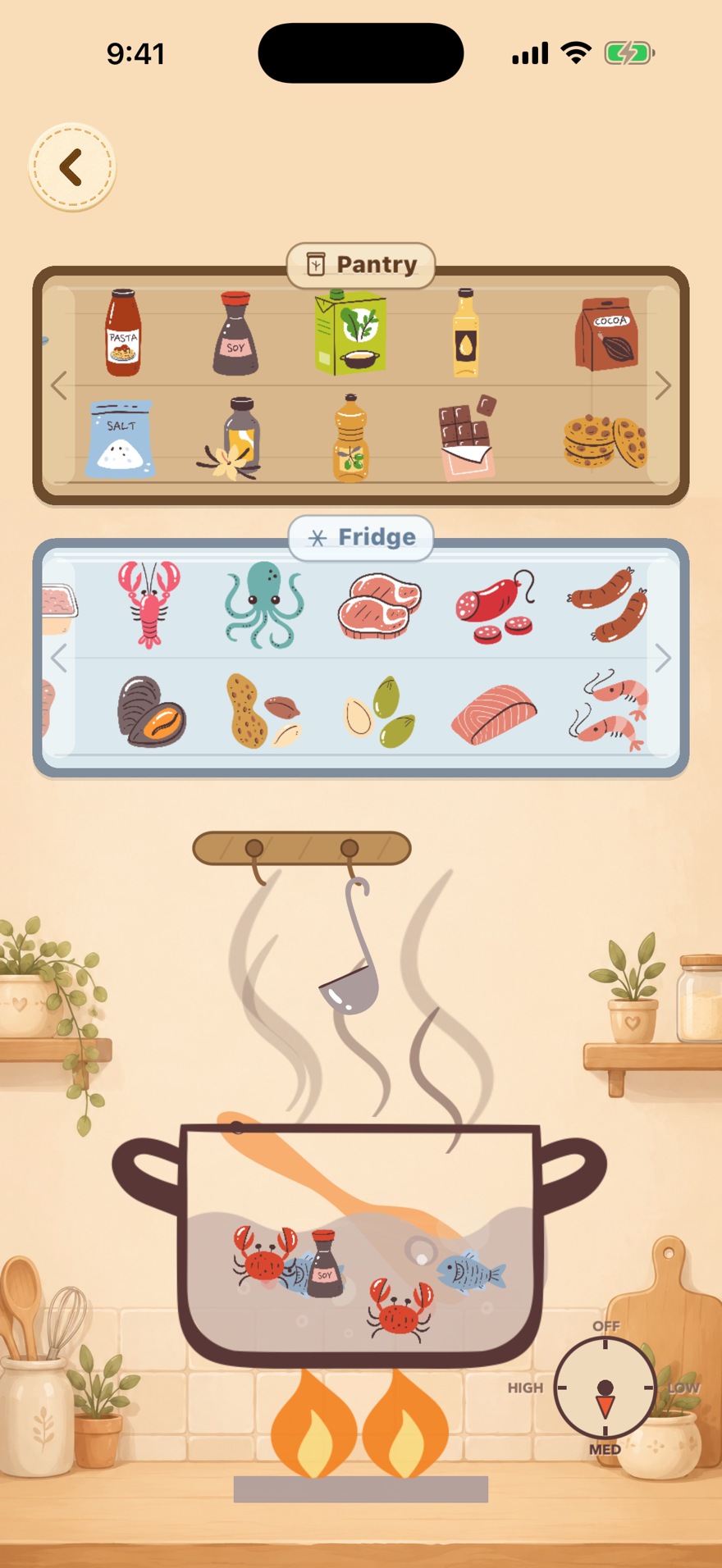 Soup Pot cooking screen